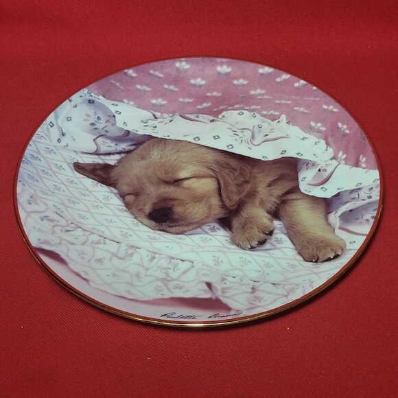 Do Not Disturb Golden Puppy Portraits Plate The Hamilton Collection 1994 - Picture 5 of 11